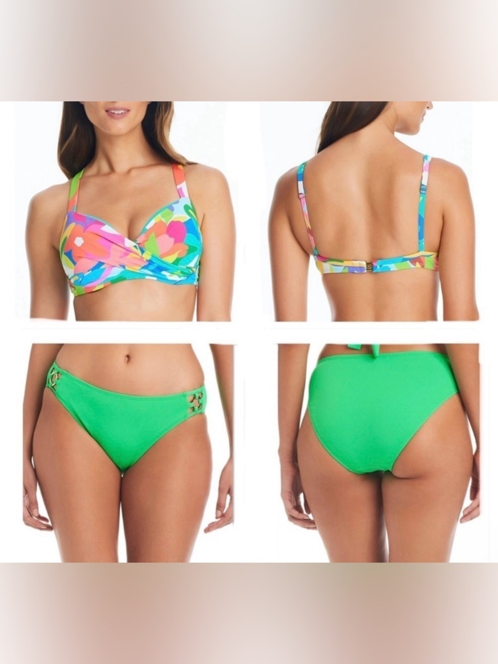 Bleu Rod Beattie Away We Go Bikini Top Size 36DD & Hipster Bikini Bottom Size 14